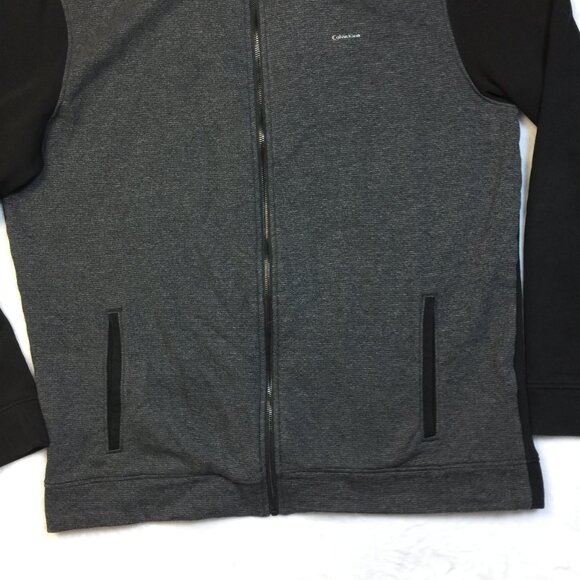 Calvin Klein Full Zip Jacket Mens XL Gray Black Knit Mock Collar Pockets Outdoor - Picture 11 of 14
